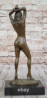 Western Classic Nude Girl Art Deco Sculpture Bronze Marble Flesh Woman Statue