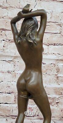 Western Classic Nude Girl Art Deco Sculpture Bronze Marble Flesh Woman Statue