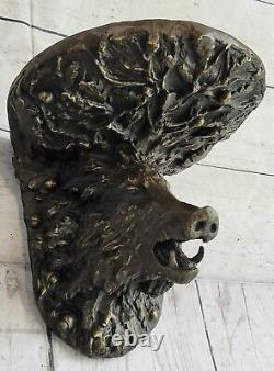 Wild Boar Head Trophy Mount Art Deco Bronze Museum Quality Sculpture
