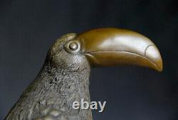 Wildlife Art: Signed Milo sculpture of a friendly toucan in bronze