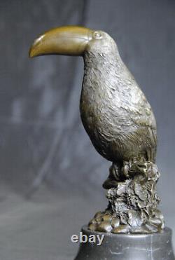 Wildlife Art: Signed Milo sculpture of a friendly toucan in bronze