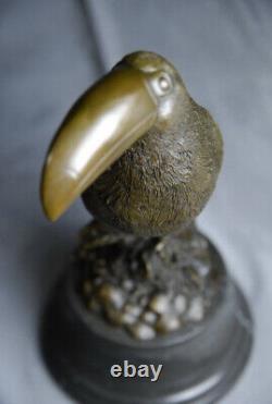 Wildlife Art: Signed Milo sculpture of a friendly toucan in bronze