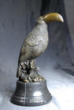 Wildlife Art: Signed Milo sculpture of a friendly toucan in bronze