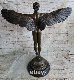 Winged Man Chair Icarus Rising Sun Art Bronze Sculpture Statue Figurine