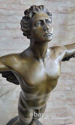 Winged Man Chair Icarus Rising Sun Art Bronze Sculpture Statue Figurine
