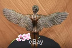 Winged Man Nude Icarus Rising Sun Art Bronze Sculpture Statue Figurine Figurine T
