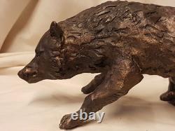 Wolf and Wolf Cubs Bronze Animal Art Sculpture Signed LE CANN, Numbered