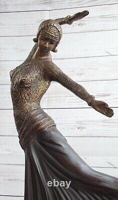 Woman Dancer Bronze Statue By Chiparus Sculpture Grand Figurine Art Deco Sale