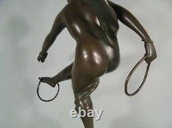 Woman Dancer Nude Aux Anneaux Sculpture Art Nouveau Bronze Old Signed Faure