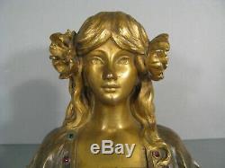 Woman Flower Sculpture Bronze Age Symbolist Art Nouveau Jugendstil