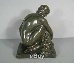 Woman Naked Old Sculpture Bronze Casting Art Deco Signed Marcel Bouraine