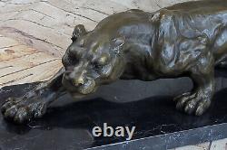 XL Mountain Lion Cougar Puma Bronze Art Deco Sculpture Figure By Milo