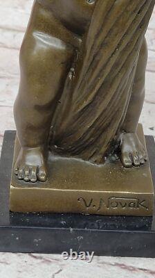 Young Boy Nude Figure Bronze Art Deco Sculpture Signed