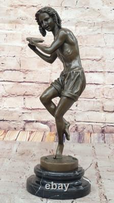 Young Man Happily Dancing Bronze Figurine by Duret Art Sculpture Statue