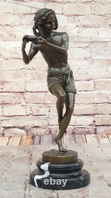 Young Man Happily Dancing Bronze Figurine by Duret Art Sculpture Statue