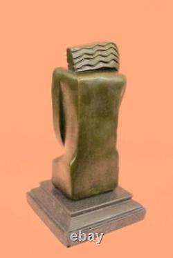 100% Bronze Cubism Abstrait Sculpture Femme Fleur Statue Art Décor Marbre Base