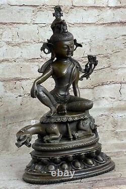 12 Vieux Chine Bouddhisme Bronze Dragon Fait Kwan-Yin Guanyin Bodhisattva Art