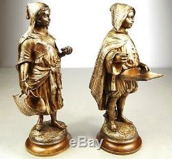 1880/1900 E Guillemin Deux Statue Sculpture Orientaliste Art Nouveau Bronze Dore