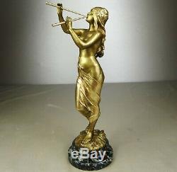 1900/1920 Ed Drouot Statue Sculpture Art Nouveau Deco Bronze Dore Muse Femme Nue