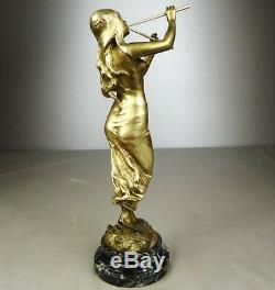 1900/1920 Ed Drouot Statue Sculpture Art Nouveau Deco Bronze Dore Muse Femme Nue