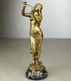 1900/1920 Ed Drouot Statue Sculpture Art Nouveau Deco Bronze Dore Muse Femme Nue