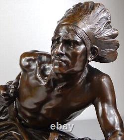 1913/20 Edouard Drouot Grd Rare Statue Sculpture Bronze Art Nouveau Deco Indien