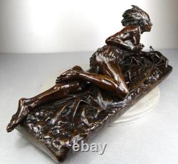 1913/20 Edouard Drouot Grd Rare Statue Sculpture Bronze Art Nouveau Deco Indien