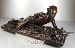 1913/20 Edouard Drouot Grd Rare Statue Sculpture Bronze Art Nouveau Deco Indien