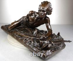 1913/20 Edouard Drouot Grd Rare Statue Sculpture Bronze Art Nouveau Deco Indien