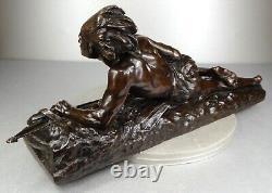 1913/20 Edouard Drouot Grd Rare Statue Sculpture Bronze Art Nouveau Deco Indien