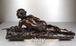 1913/20 Edouard Drouot Grd Rare Statue Sculpture Bronze Art Nouveau Deco Indien