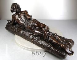 1913/20 Edouard Drouot Grd Rare Statue Sculpture Bronze Art Nouveau Deco Indien