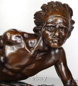 1913/20 Edouard Drouot Grd Rare Statue Sculpture Bronze Art Nouveau Deco Indien