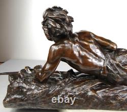 1913/20 Edouard Drouot Grd Rare Statue Sculpture Bronze Art Nouveau Deco Indien
