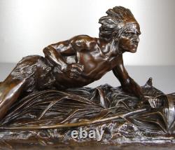 1913/20 Edouard Drouot Grd Rare Statue Sculpture Bronze Art Nouveau Deco Indien