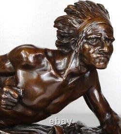 1913/20 Edouard Drouot Grd Rare Statue Sculpture Bronze Art Nouveau Deco Indien