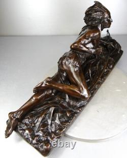 1913/20 Edouard Drouot Grd Rare Statue Sculpture Bronze Art Nouveau Deco Indien