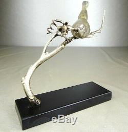 1920/1930 Av Becquerel Statue Sculpture Art Deco Bronze Argente Oiseau Animalier