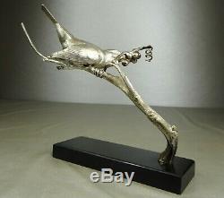 1920/1930 Av Becquerel Statue Sculpture Art Deco Bronze Argente Oiseau Animalier