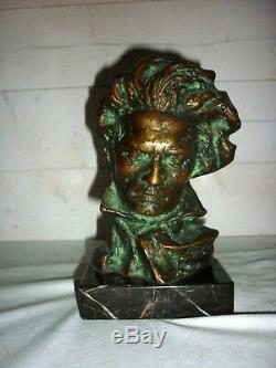 1920/1930 Buste de Beethoven signé Pierre LE FAGUAYS Bronze SCULPTURE ART DECO