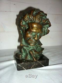 1920/1930 Buste de Beethoven signé Pierre LE FAGUAYS Bronze SCULPTURE ART DECO