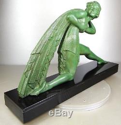 1920/1930 Dh. Chiparus Rare Grde Statue Sculpture Bronze Art Deco Femme Draperie