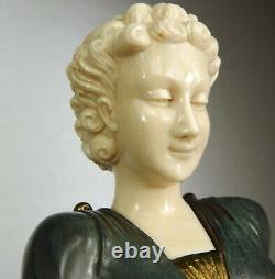 1920/1930 G. Gori Statue Sculpture Art Deco Chryselephantine Bronze Dore Barzoïs