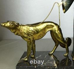 1920/1930 G. Gori Statue Sculpture Art Deco Chryselephantine Bronze Dore Barzoïs