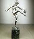 1920/1930 P Le Faguays Grd Statue Sculpture Art Deco Bronze Argente Danseuse Nue