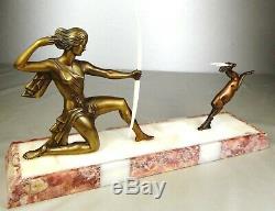 1920/30 J Sabartes Gual Statue Sculpture Art Deco Chryselephantine Bronze Diane