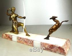 1920/30 J Sabartes Gual Statue Sculpture Art Deco Chryselephantine Bronze Diane