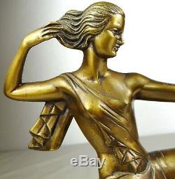 1920/30 J Sabartes Gual Statue Sculpture Art Deco Chryselephantine Bronze Diane