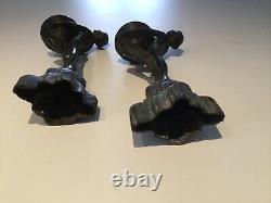 2 Sculptures Art Deco En Bronze Femmes Bougeoirs Style Max Le Verrier figuri