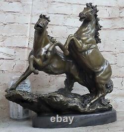 35.5 CM Western Art Déco Bronze Fin Cheval Equine Steed Ornement Sculpture
